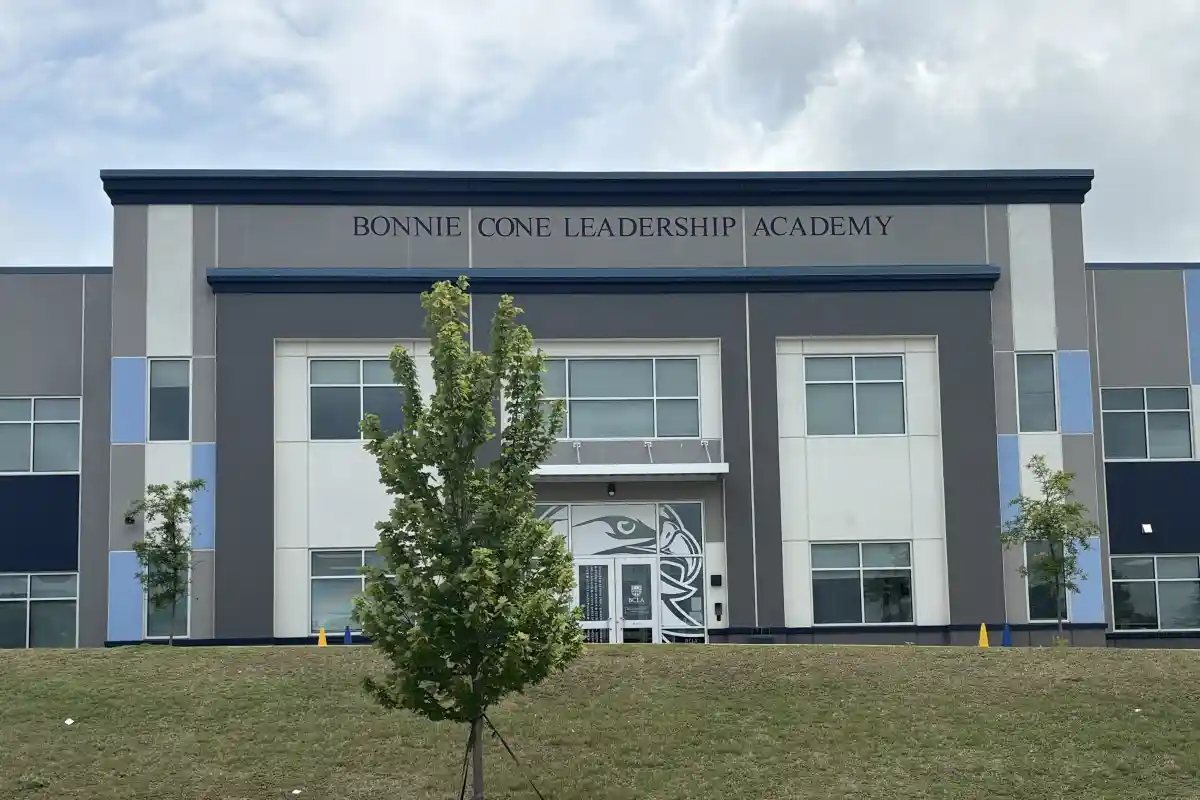 Building exterior for Bonnie Cone Leadership Academy, the lower building