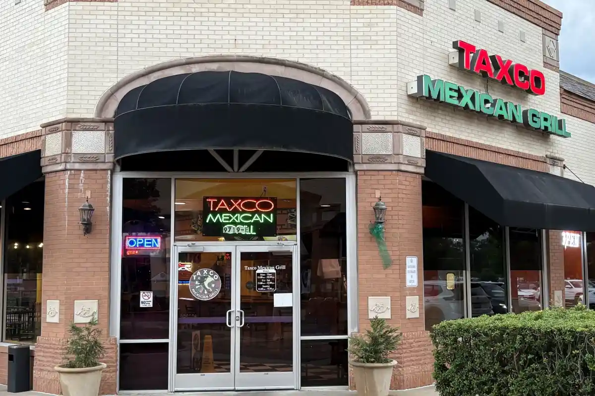 Entrance and signage for Taxco Mexican restaurant