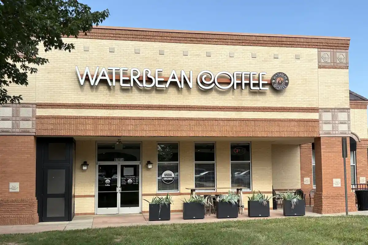 Building exterior and entrance to Waterbean Coffee
