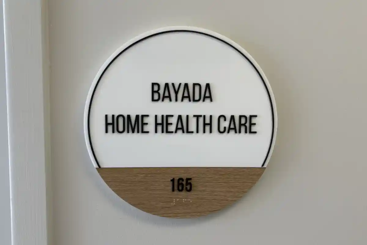 Office placard for BAYADA Home Health Care