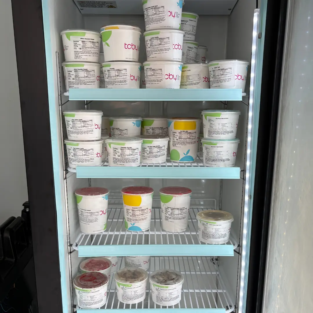 Prepackaged frozen yogurt pints available at TCBY Rosedale