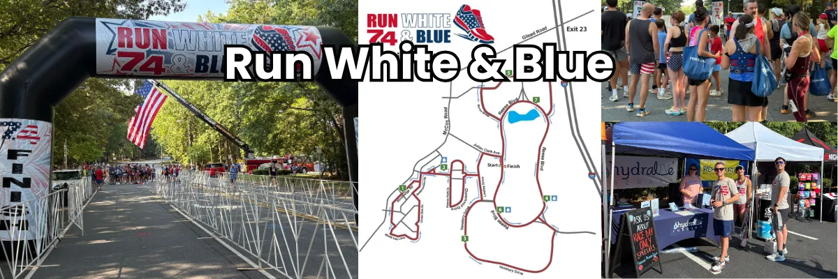 Photos from the Run White & Blue charity race on 4th of July in Huntersville NC