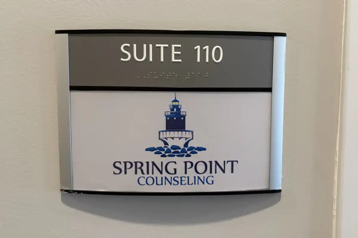 Office door sign for Spring Point Counseling