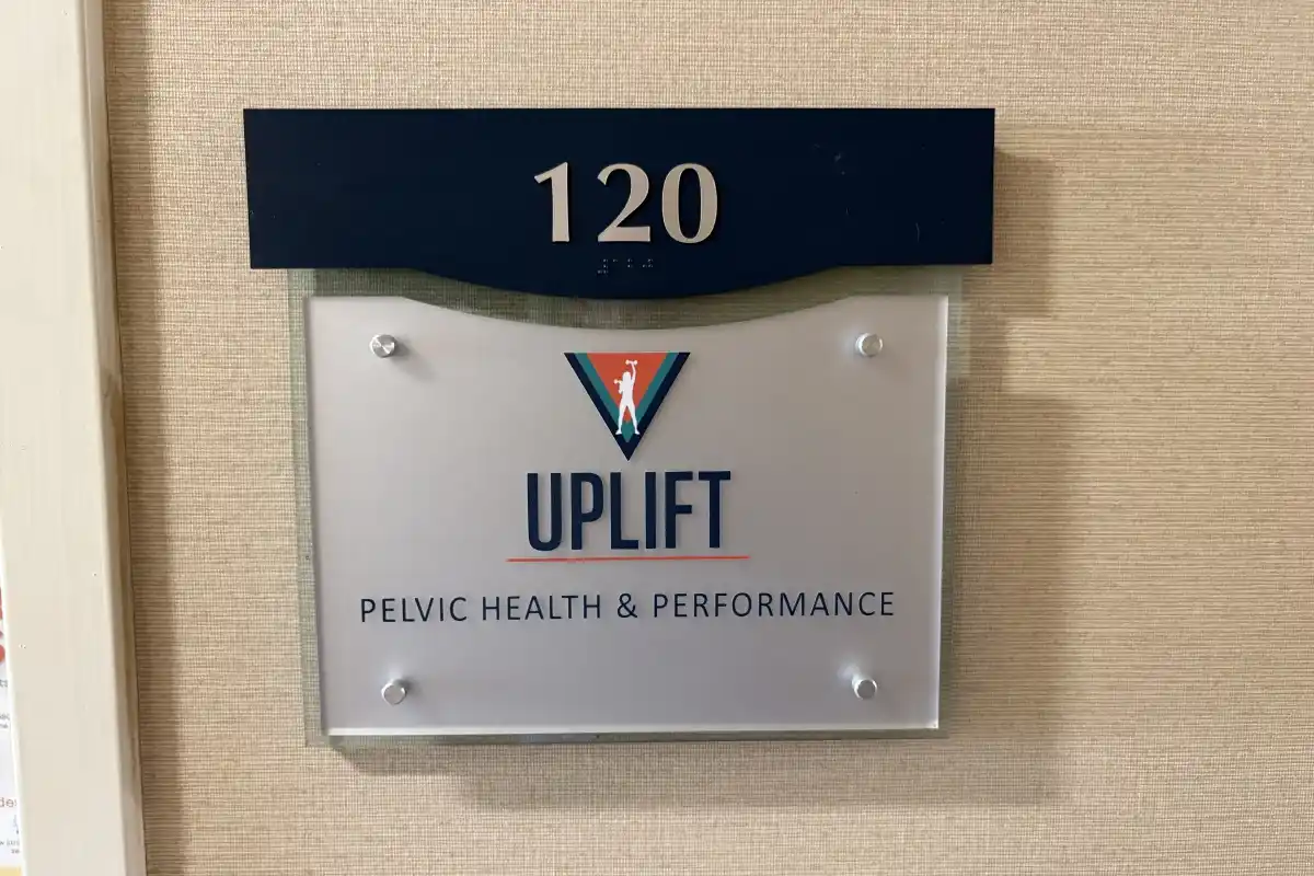 Office door sign for Uplift Pelvic Health and Performance
