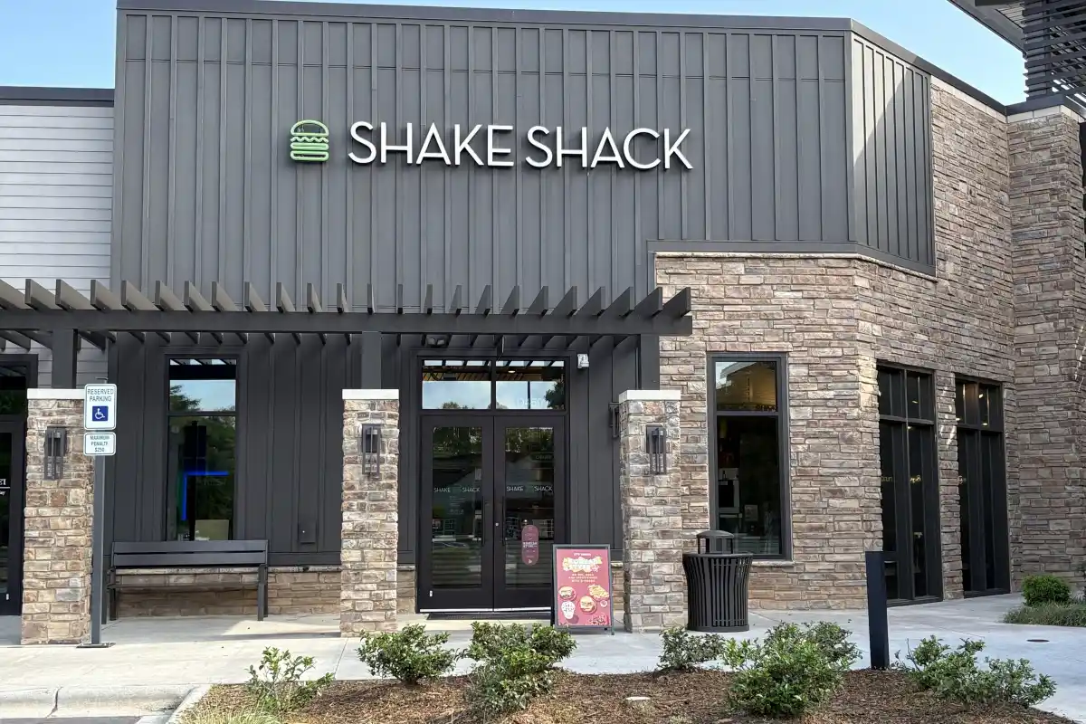 Building exterior and entrance to Shake Shack