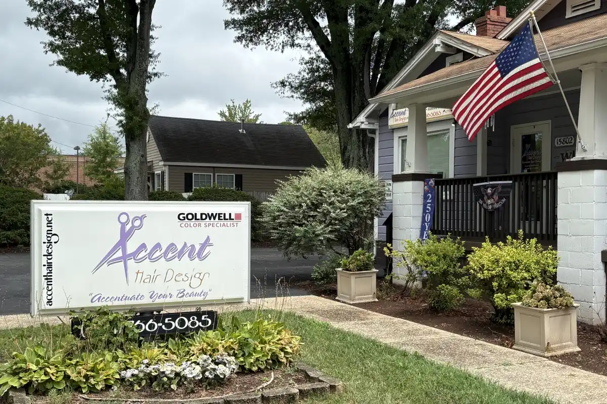 Sign outside building of Accent Hair Design