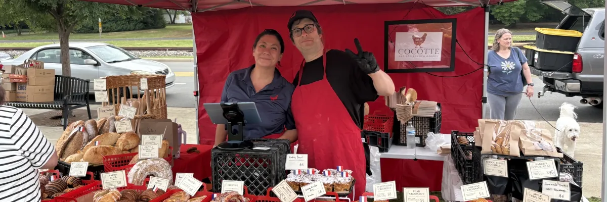 Cocotte bakery vendor selling French pastries and bread at the Huntersville Growers' Market