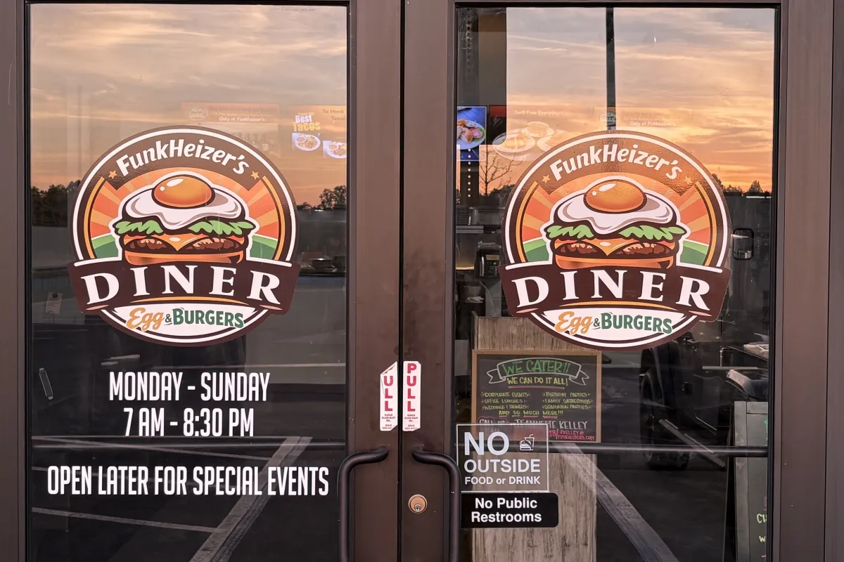 Funkheizer's Diner doors with logos