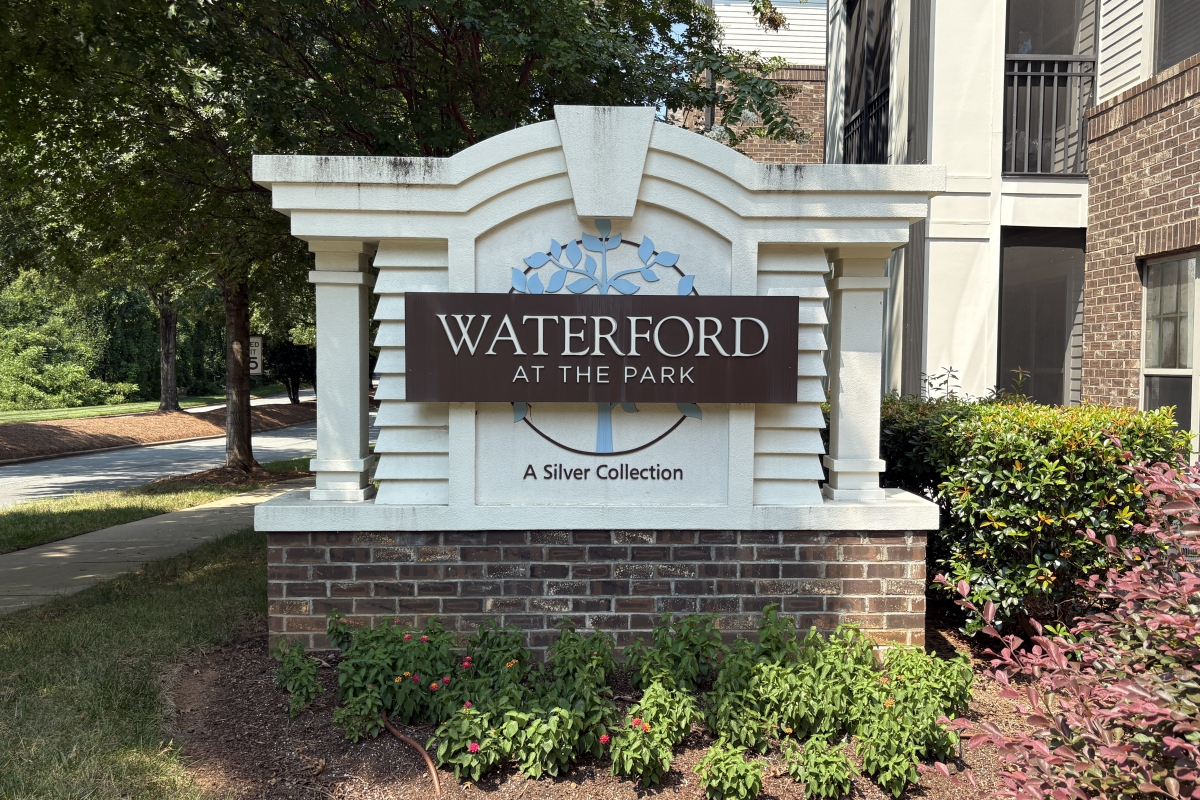 Silver Collection at Waterford apartment complex sign