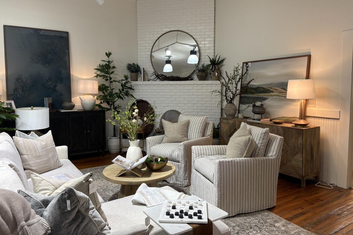Showroom for Accent Prone showing comfortable furniture and accent pieces