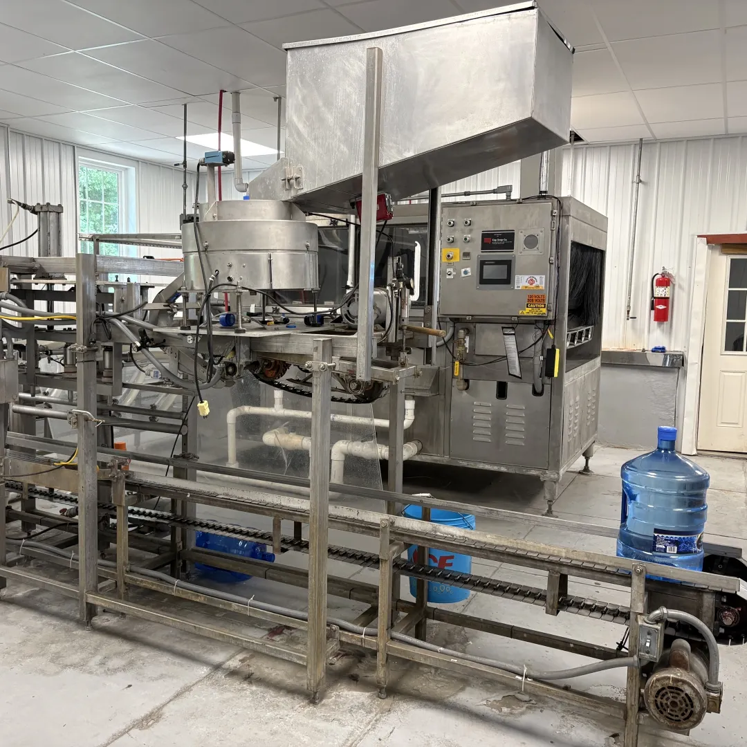 Stainless steel bottling and labeling equipment on the production line