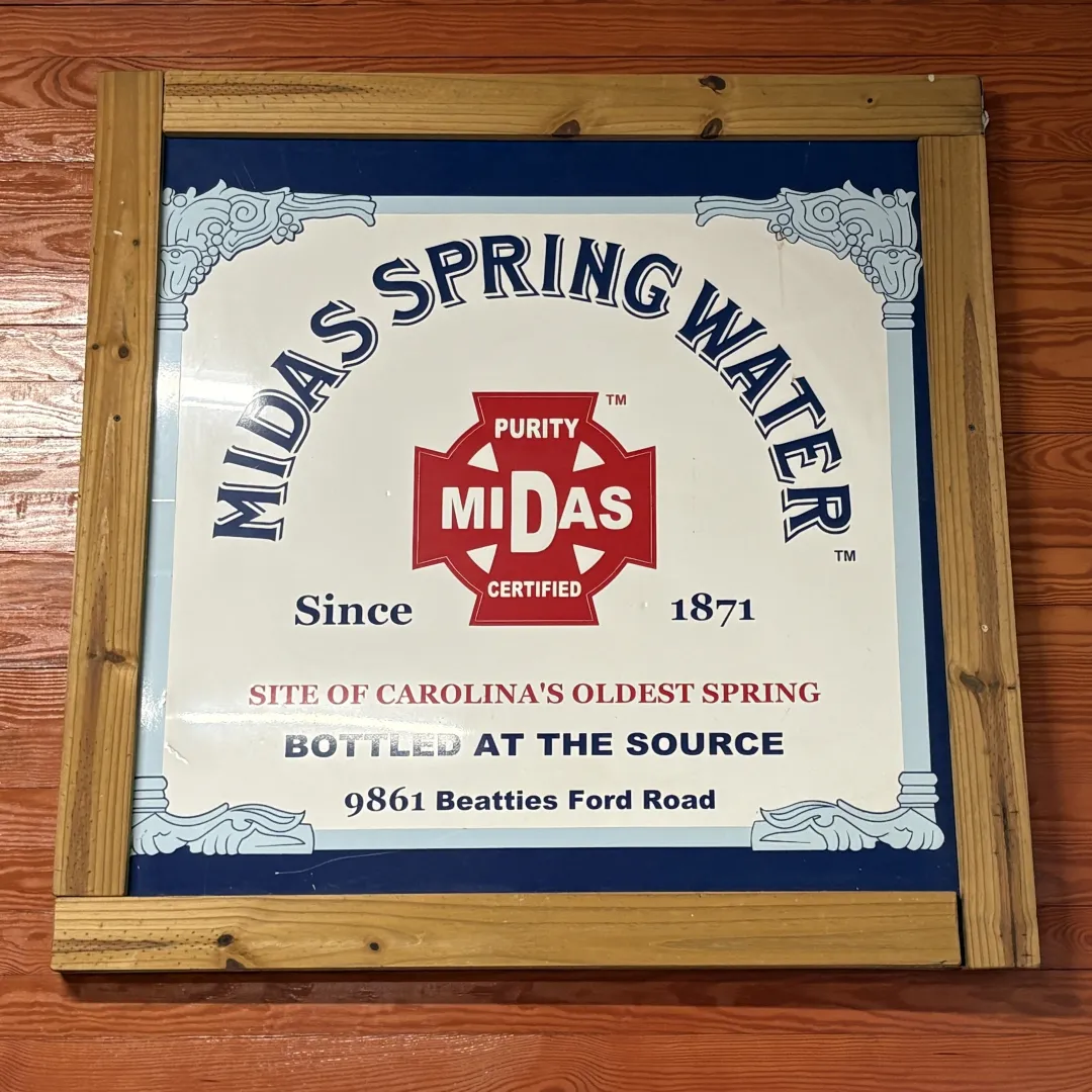 Framed vintage Midas Spring Water sign
