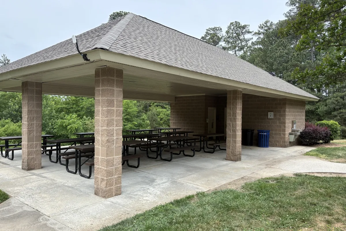 Covered picnic shelter at Huntersville Athletic Park