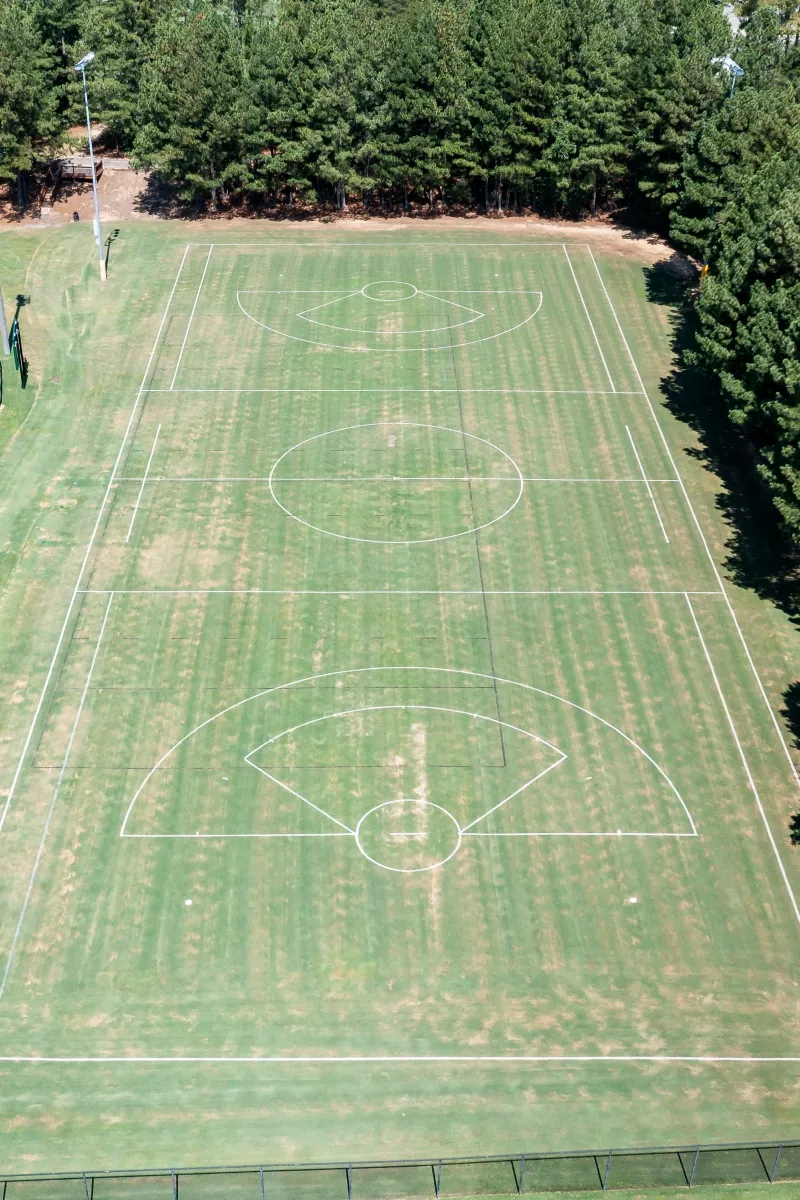 Aerial view of soccer field at Huntersville Athletic Park