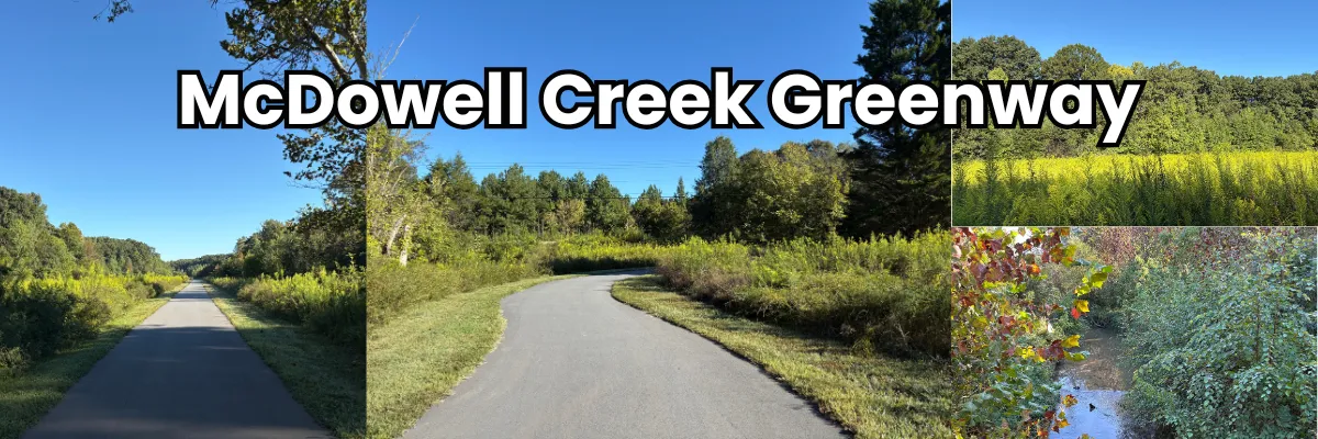 Collage of trail images from the McDowell Creek Greenway