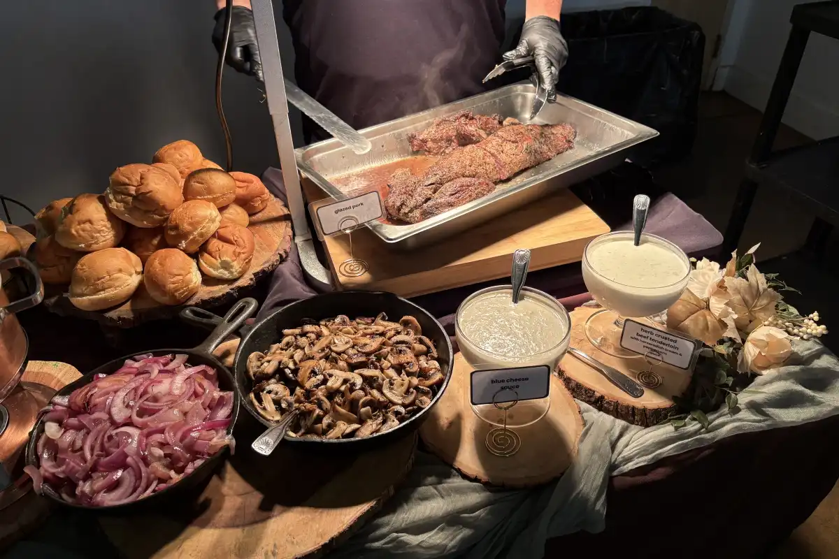 Carving station put on by Savory Moments