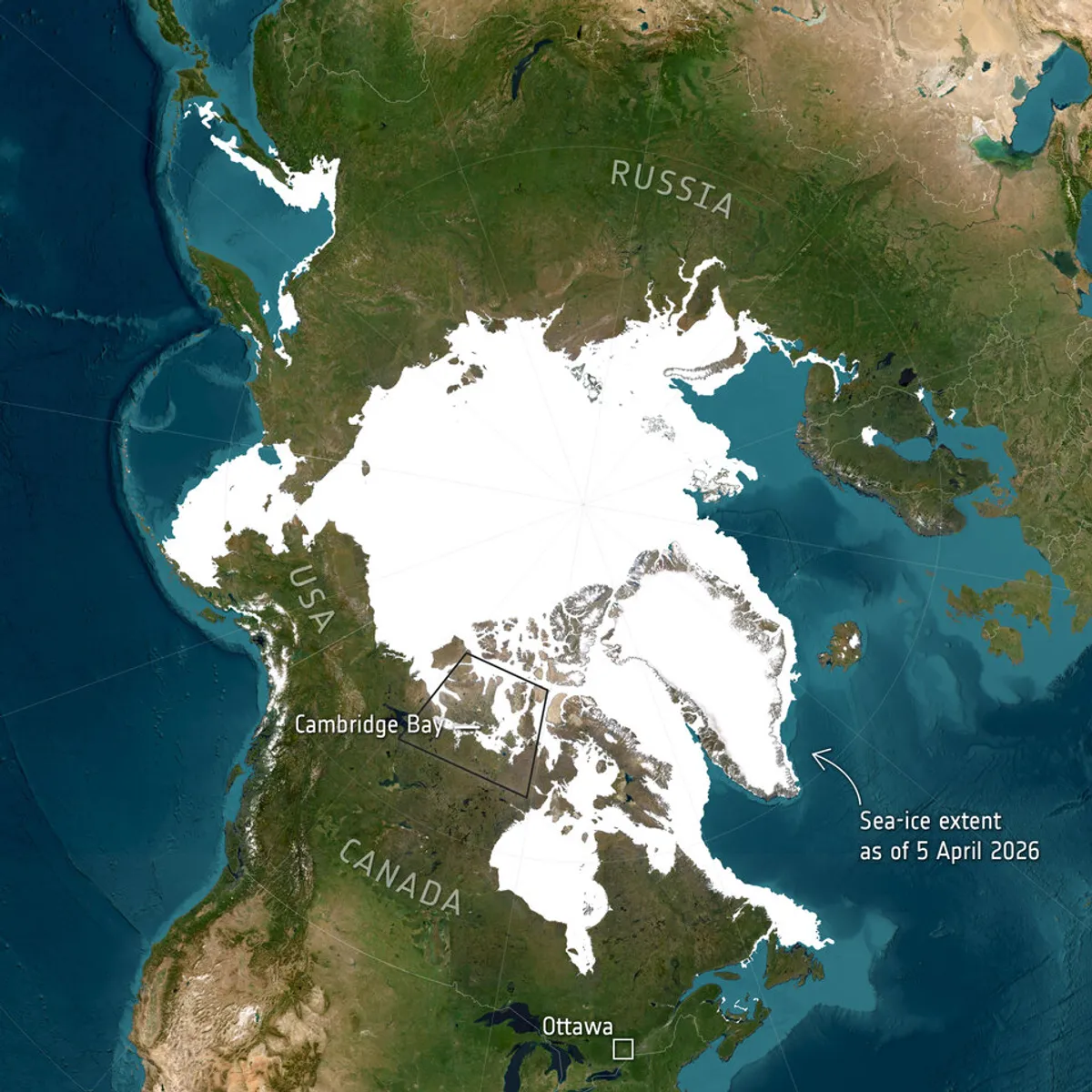 แผนที่ขอบเขตน้ำแข็งทะเลอาร์กติก