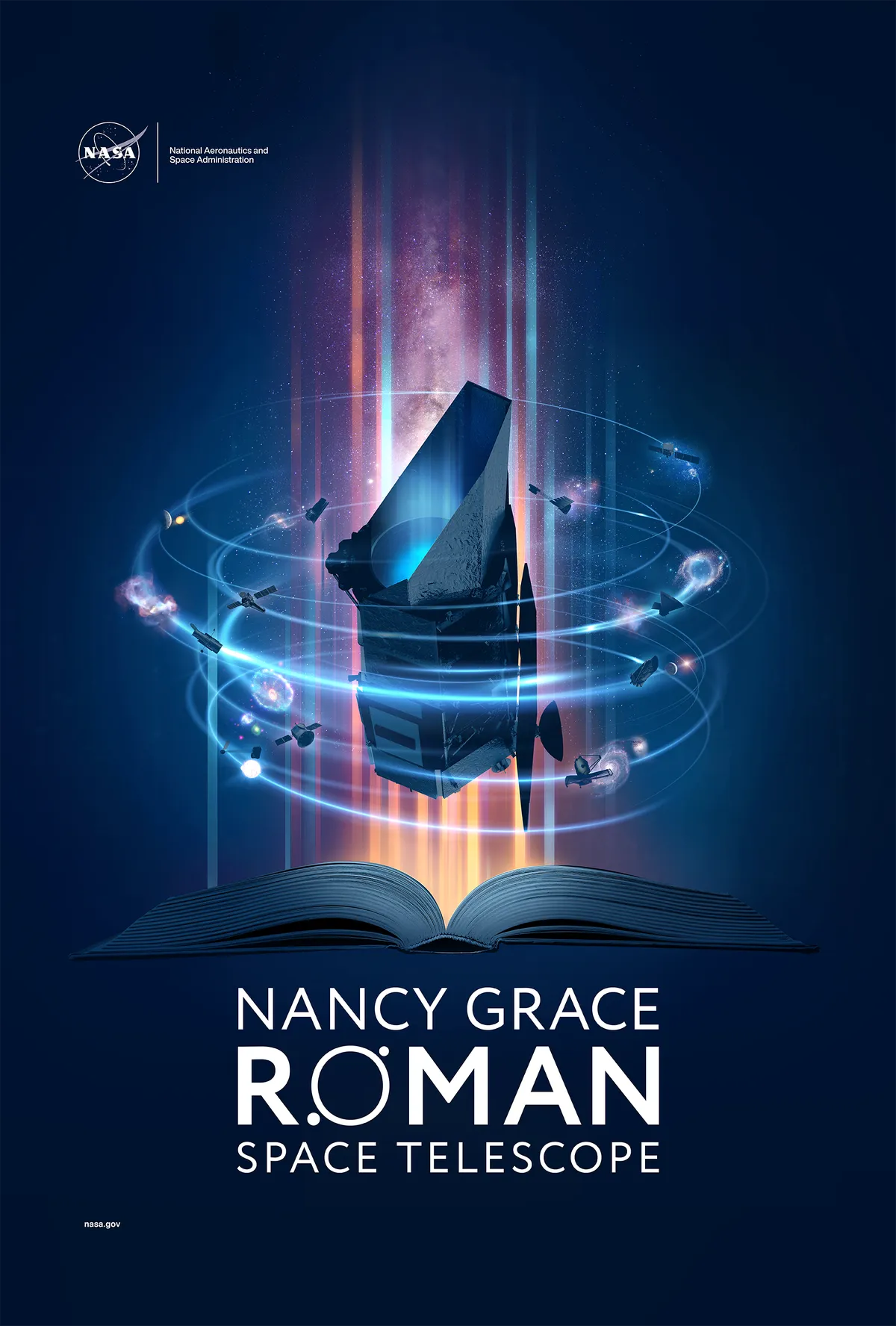 องค์การ NASA เปิดตัวโปสเตอร์ทางการของกล้องโทรทรรศน์อวกาศ แนนซี เกรซ โรมัน (Nancy Grace Roman Space Telescope) เพื่อสื่อถึงภารกิจสำรวจพลังงานมืดและดาวเคราะห์นอกระบบในอนาคต เตรียมความพร้อมสู่การค้นพบครั้งสำคัญในประวัติศาสตร์ดาราศาสตร์อินฟราเรด