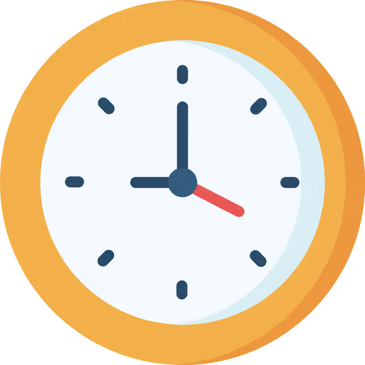 Wall clock showing the time as 3:00.
