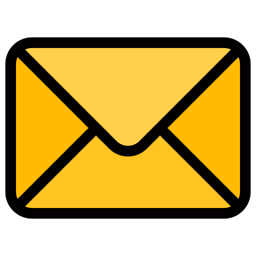 Closed yellow envelope icon with black outline.