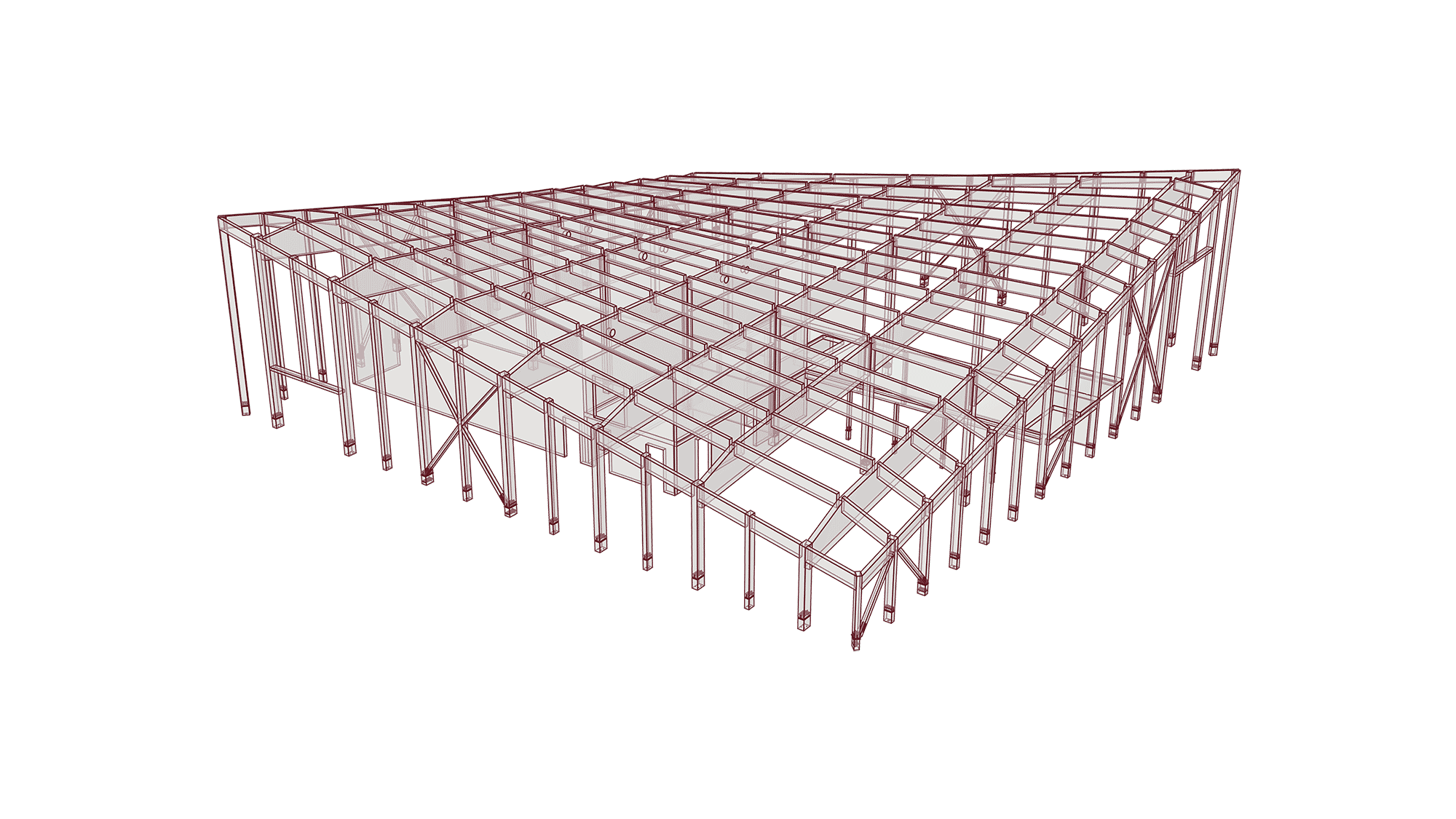 Productiemodel: verbindingen, uitsparingen en details uitgewerkt tot op productieniveau.