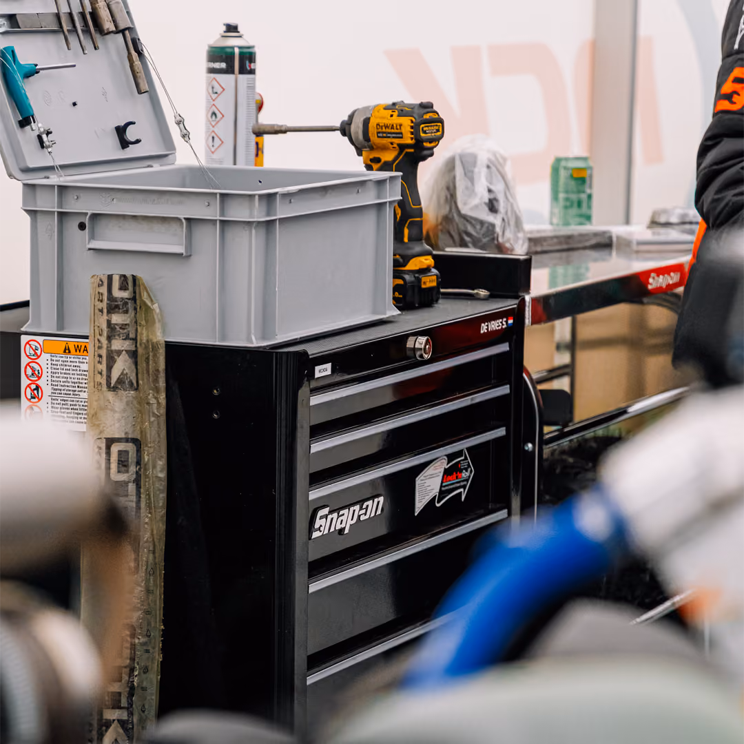 Snap-on tool cabinet in the MCK Racing workshop