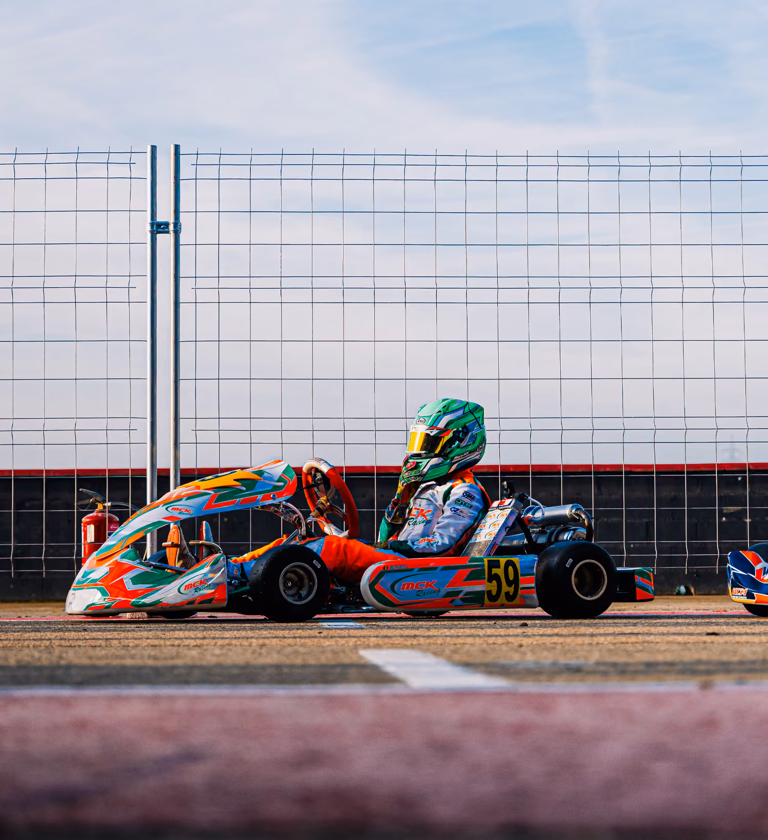 MCK Racing kart on track at the Zuera circuit