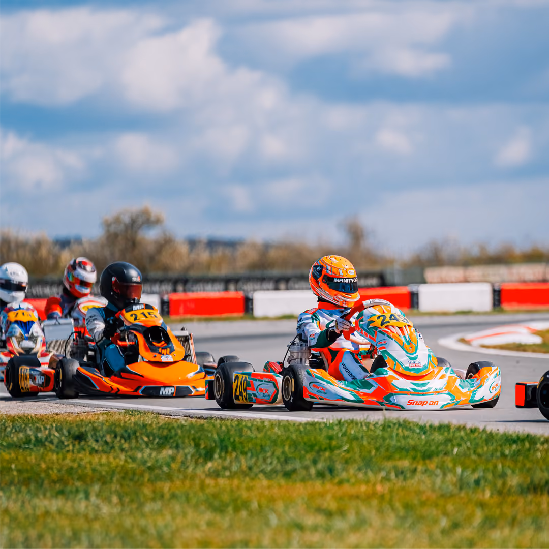 MCK Racing driver ahead of the pack in a corner in Mariembourg