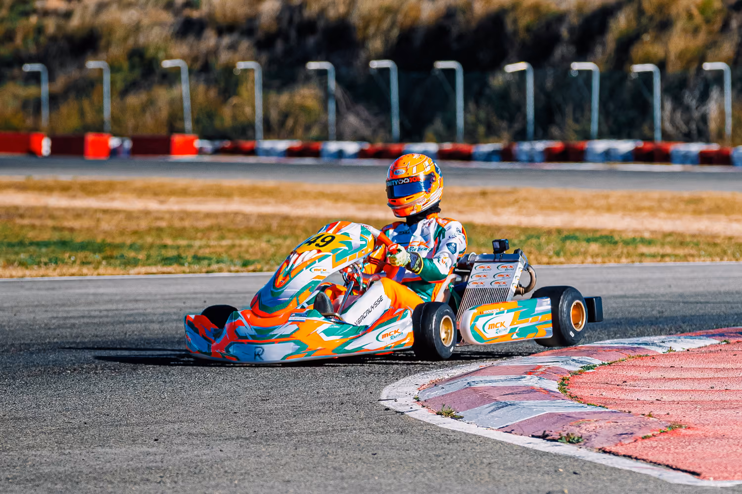 MCK Racing kart through a corner on the Valencia circuit