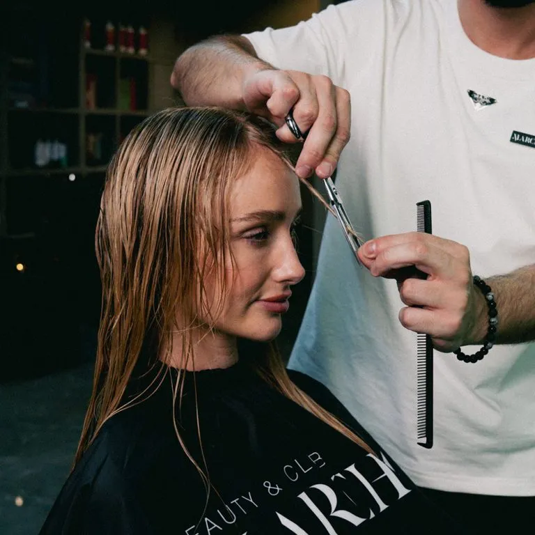 Face-framing haircut at March14