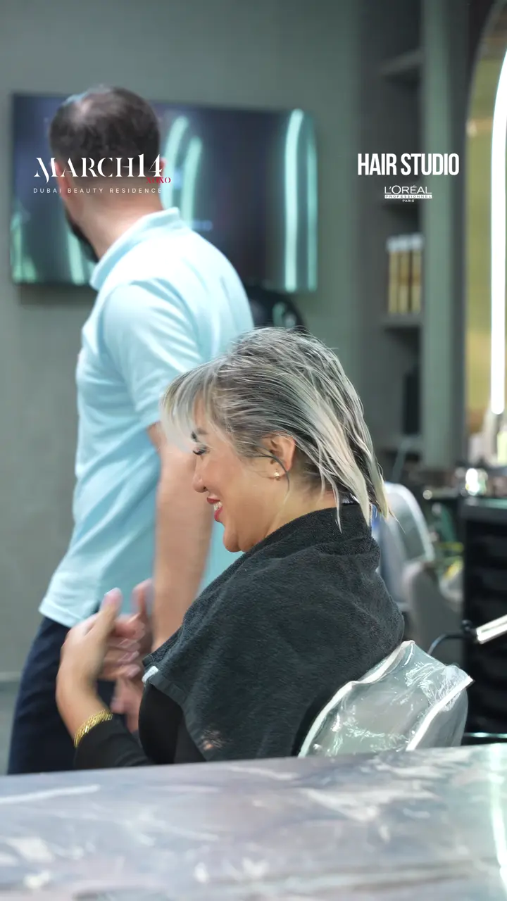 Platinum blond transformation at March14 in Dubai