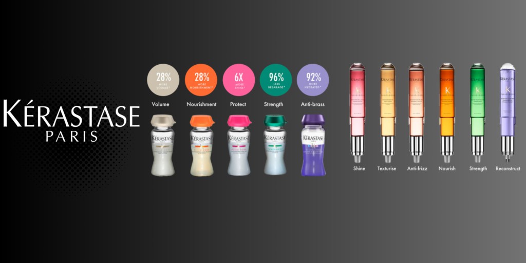 Kérastase Fusio-Dose Concentrés and Boosters for volume, nourishment, shine, strength, anti brass, texture, anti frizz and reconstruction