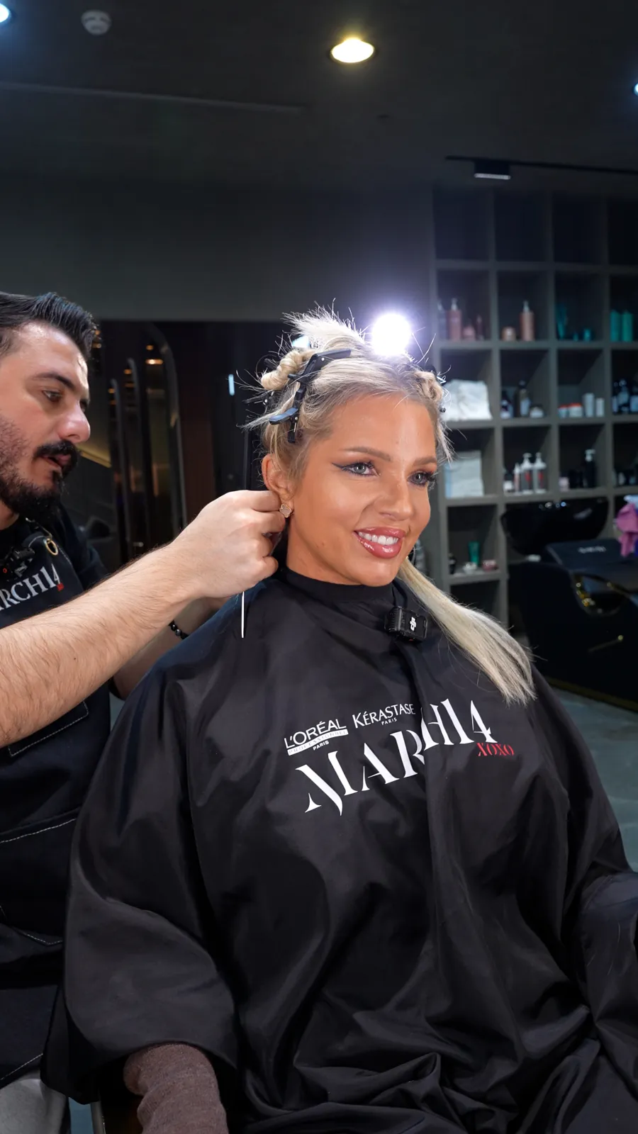 Blond highlights client with Essa Makhoul at the March14 Hair Studio in Dubai