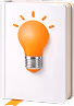 Notebook with an embossed light bulb symbolizing ideas or creativity on the cover.