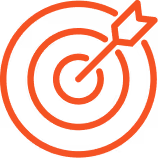Red target symbol with an arrow hitting the bullseye.