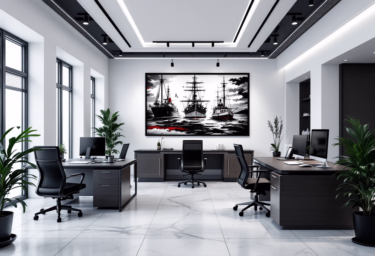 [background image] of office setting (for a maritime service)