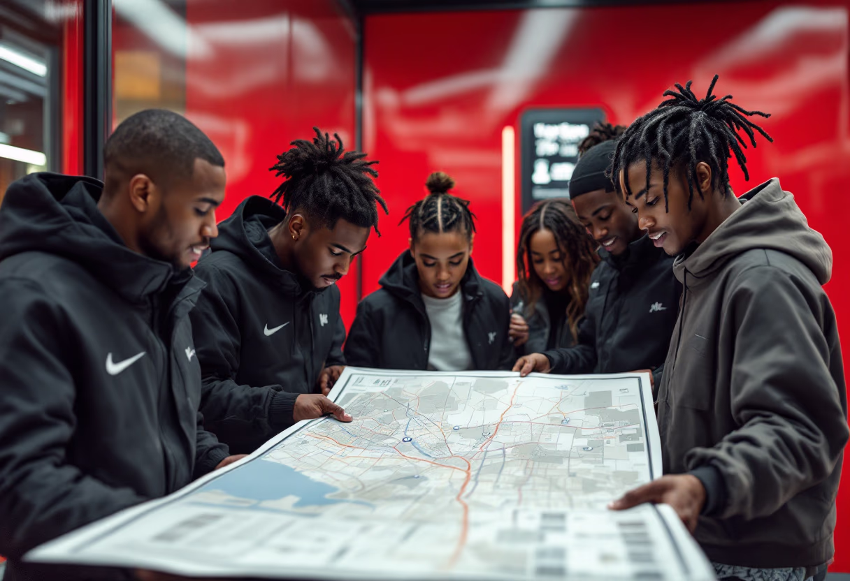 image of passengers checking map for a public transportation company