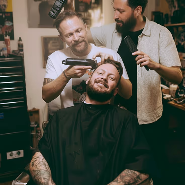 A man getting a haircut at a barbers