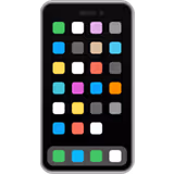 Smartfon z kolorowymi ikonami aplikacji na czarnym ekranie.