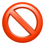 Czerwona ikona zakazu z przekreślonym kółkiem.