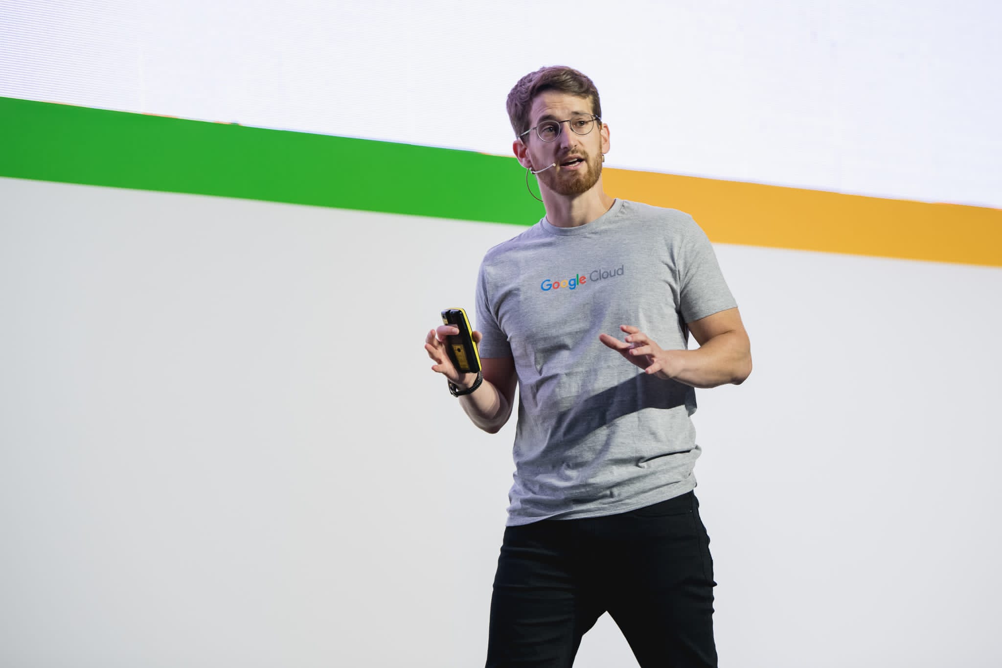 Instructor presenting data science workshop to a live audience