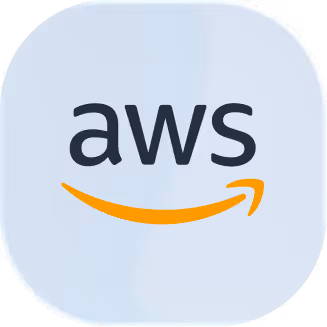 AWS logo featuring lowercase letters 'aws' with an orange curved arrow beneath.