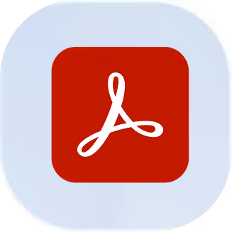 Adobe Acrobat PDF file icon with stylized white A on red square background, rounded gray corners.