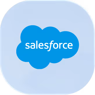 Salesforce company logo with white text inside a blue cloud shape.