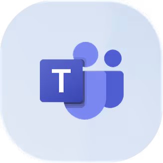 Microsoft Teams logo consisting of a purple and blue stylized 'T' and person icons on a light rounded square background.