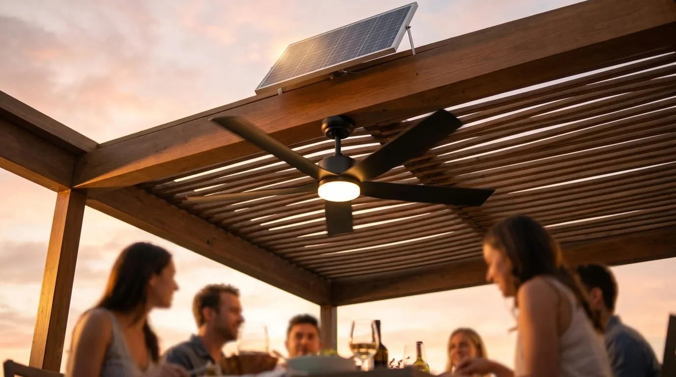 The Solar Breeze ceiling fan in outdoor setting