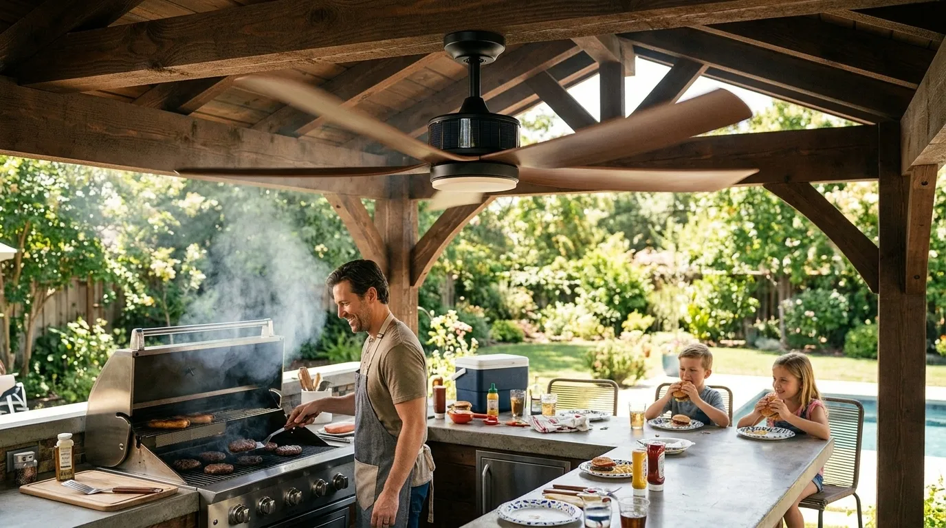 The Solar Breeze ceiling fan in outdoor setting