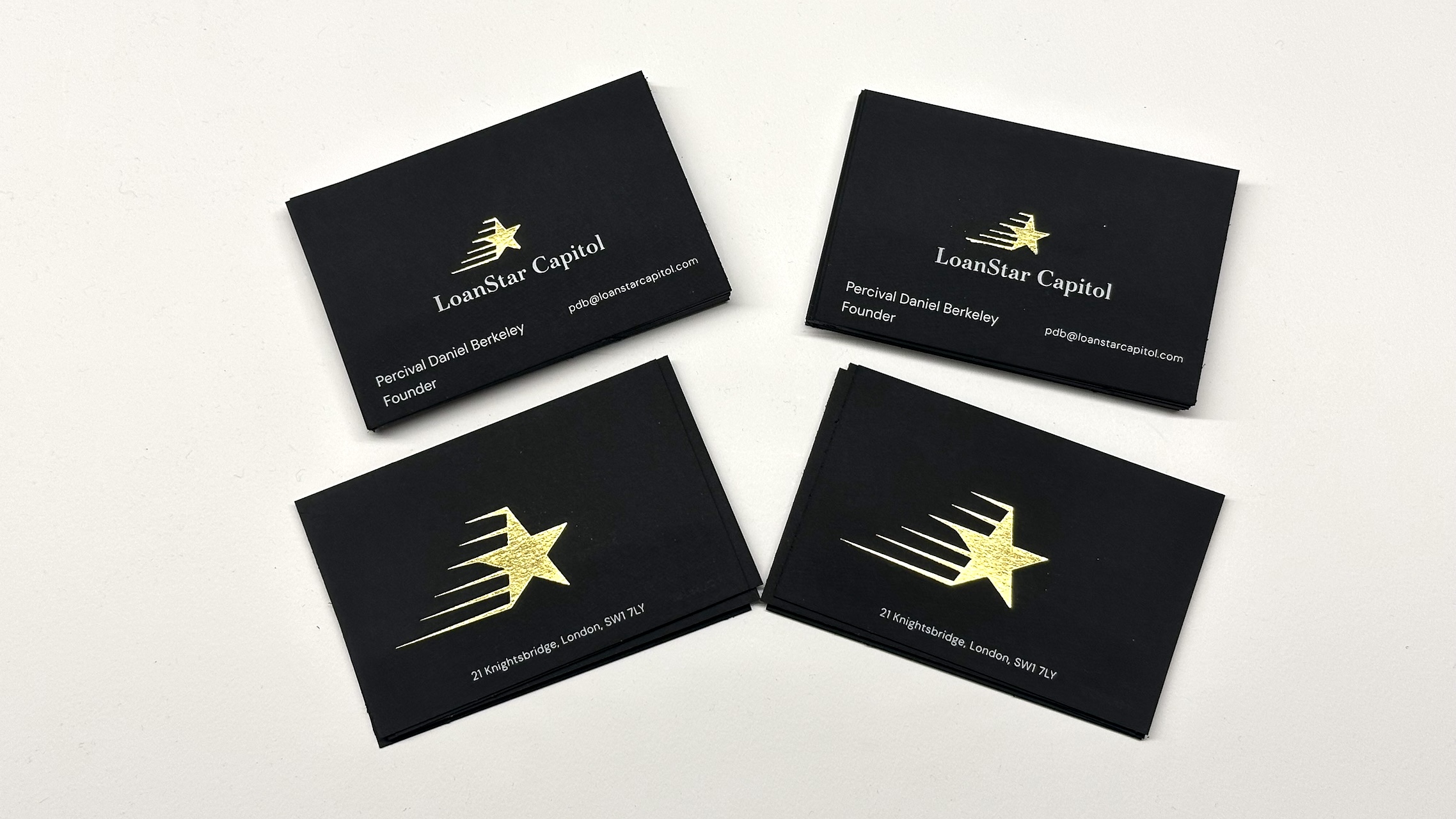 UV-printed business cards with gold foil applications