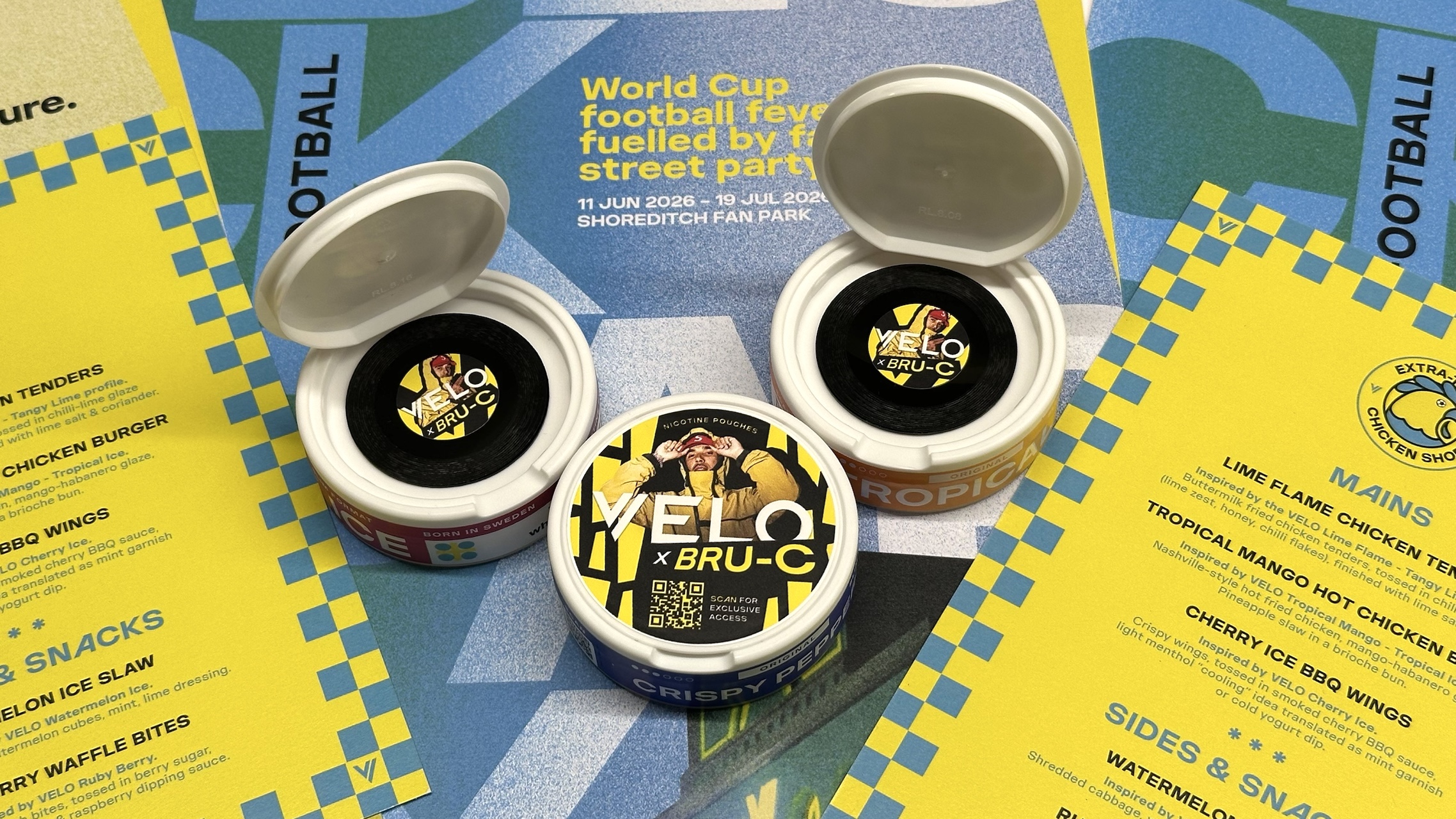 Branded product packaging and event collateral for VELO x BRU-C