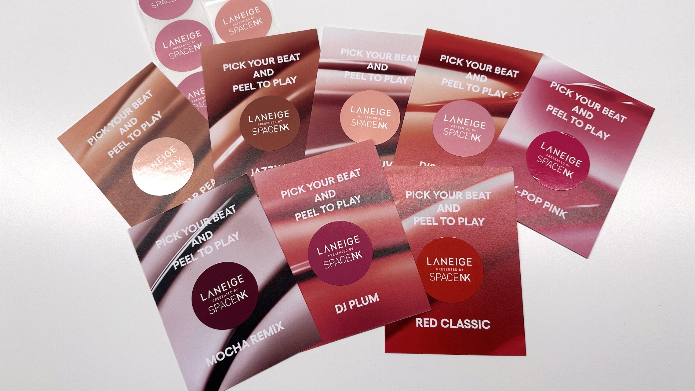 "Peel off" applications on leaflets for Laneige